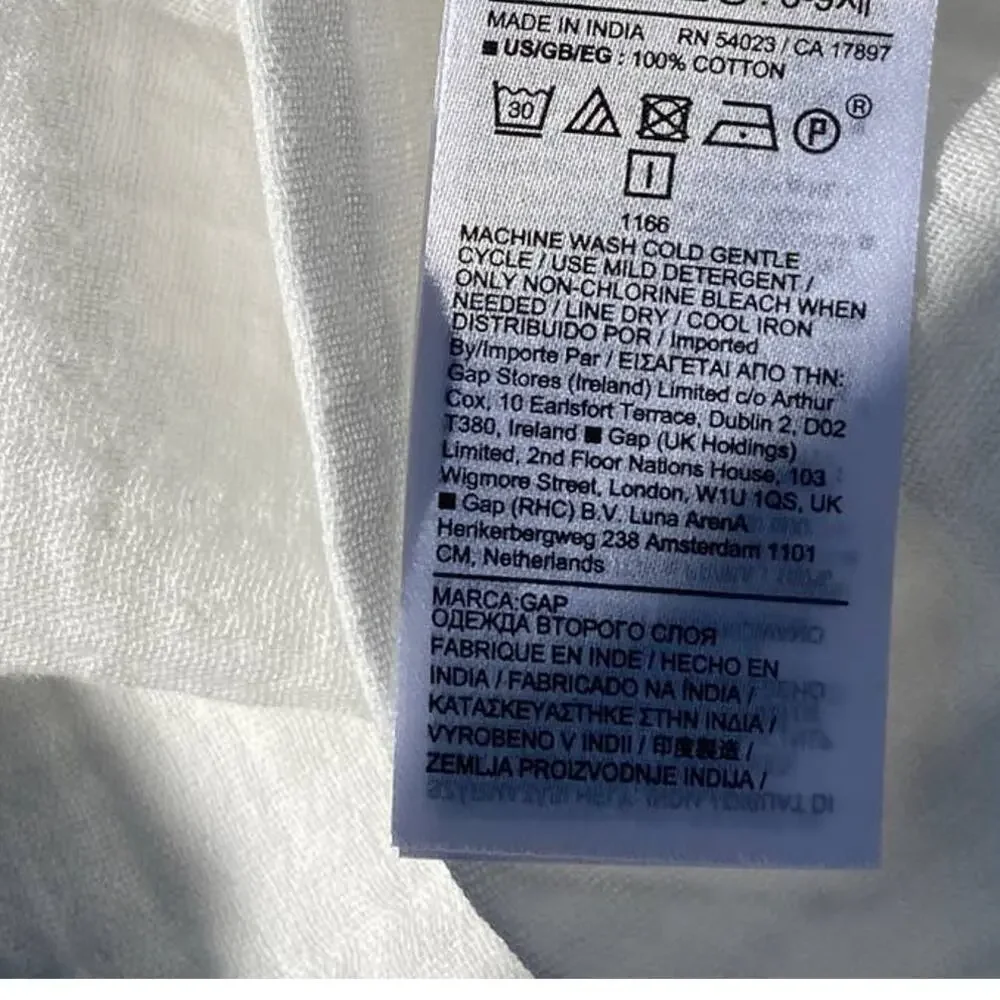 NWT Gap GapKids Girls Crinkle Gauze Tunic Dress in White (Sz S/6-7)
